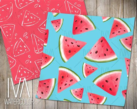 Watermelon Digital Paper Seamless Patterns For Instant Etsy