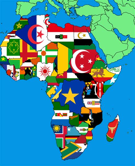 Africa Map With Countries Flags