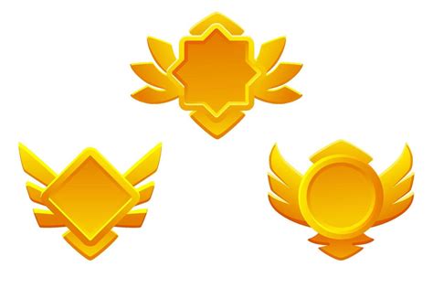 Golden Game Rank Icons Isolated Game Badges Buttons In Different Frame