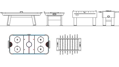 Table Football And Air Hockey Detail Dwg File Cadbull