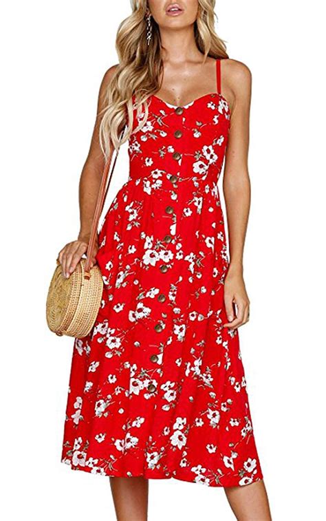 Red Floral Print Dress The Dress Shop
