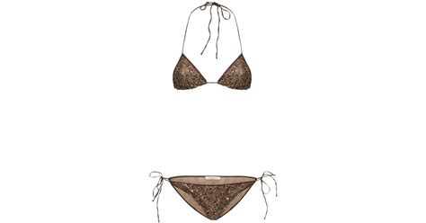Oséree Netquins Microkini Triangle Bikini Set In Metallic Lyst
