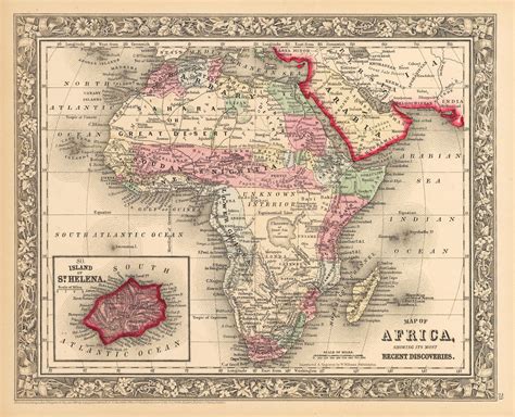 Antique Map Of Africa By Mitchell 1862 New World