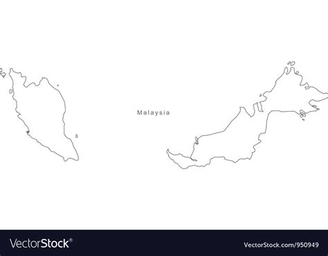 Black White Malaysia Outline Map Royalty Free Vector Image