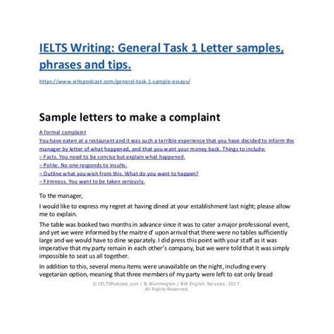 Ielts Writing General Task 1 Sample Letters And Phrases Ielts Writing