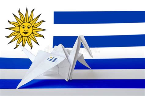 Bandeira Do Uruguai Representada Na Asa Do Guindaste De Origami De