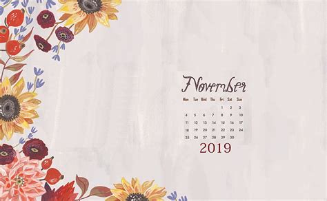 Floral November 2019 Background Screensaver November 2019 Calendar Hd