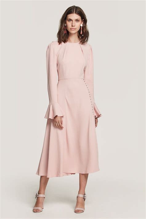 yahvi pink tailored midi dress pink midi dress fashion modest dresses