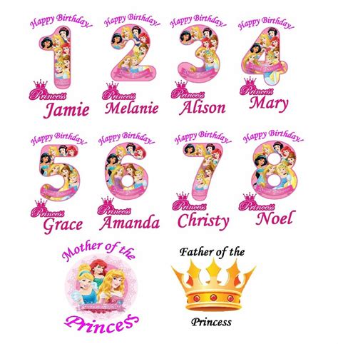 What have other disney princess movies shown us? Disney Princess Birthday numbers Iron on Transfer ...