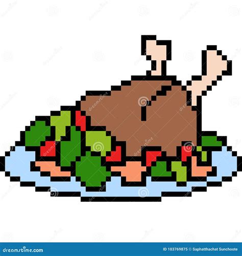 Pixel Art Turkey Farm Animal For Game Design Vector Illustration