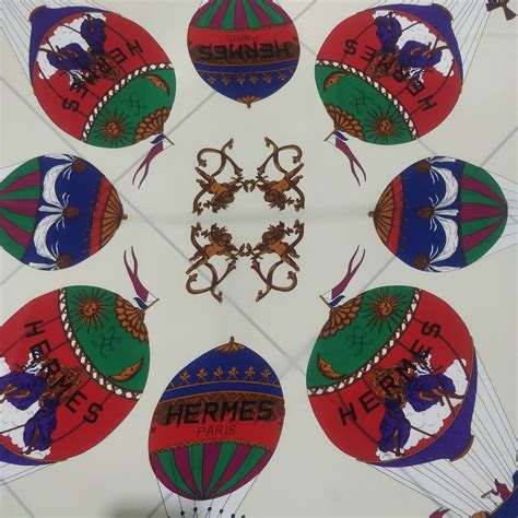 Vintage 80s Hermes Hot Air Balloons Silk Scarf Etsy