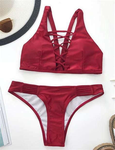 Ecstatic Hot Beach Lace Up Bikini Set Bikinis Bikini Set Bikinis