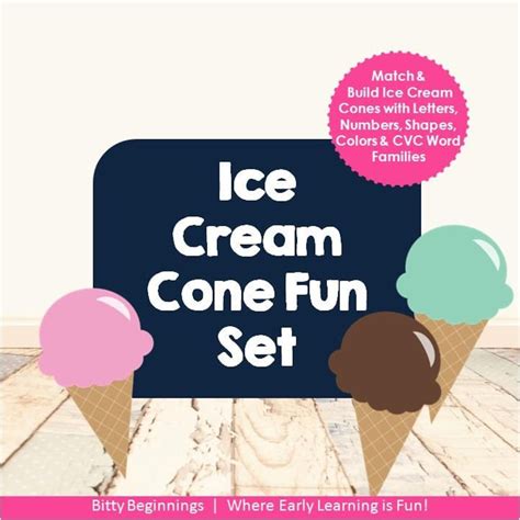 Ice Cream Cone Fun Set Preschool Homeschool Toddler Activity Etsy