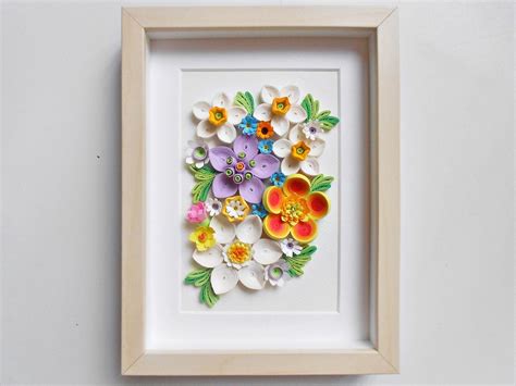 Paper Quilling Flower Wall Art Decor Home Decor Wall Etsy