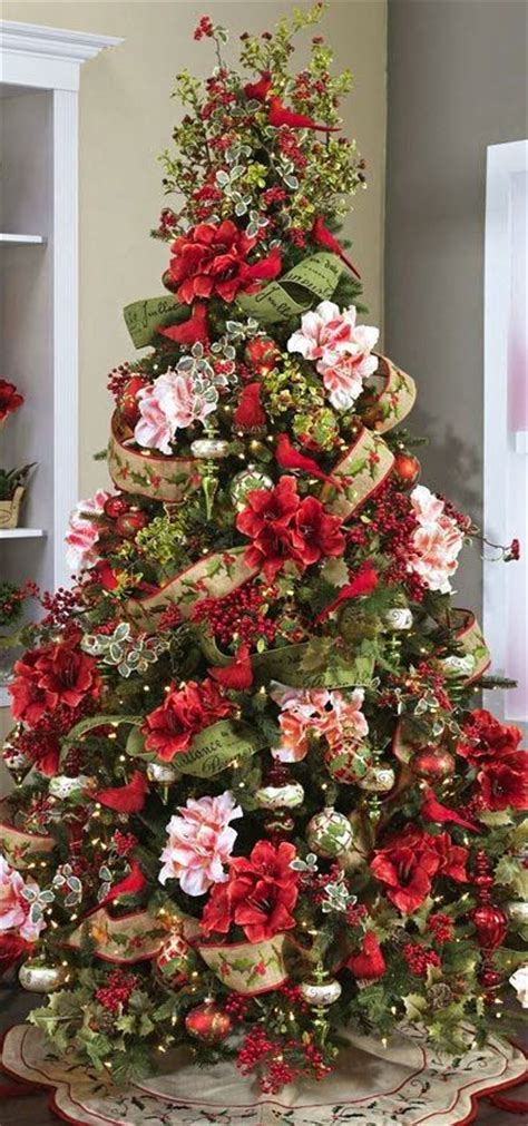 Collection Of 8 Stunning Flower Decorated Christmas Trees