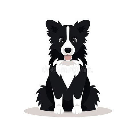 Minimalist Border Collie Clipart Cartoon Dog Head Vector Illustration