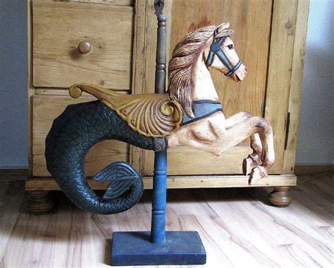 Vintage Seahorse Rocking Horse Carousel Hand Carved Merry Go Round
