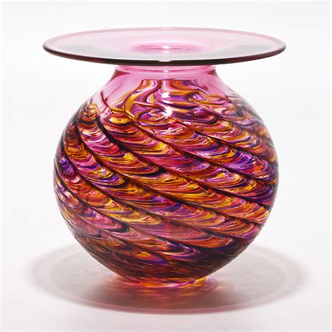 Optic Rib Flared Lip By Michael Trimpol And Monique Lajeunesse Art Glass Vase Artful Home
