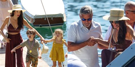 George Clooney E Amal Alamuddin Con I Gemelli Sul Lago Di Como