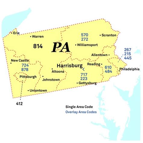 Pa Area Code Map United States Map States District