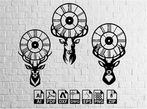 6 Pieces Deer Clock Decor Decor Laser Cut Svg Dxf Cnc Etsy