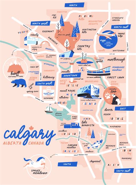 Illustrated Calgary Neighborhood Map Quadreal