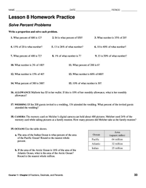 Proportions notes hw key answer : Lesson 8 Homework Practice Solve Percent Problems Answer Key - Fill Online, Printable, Fillable ...