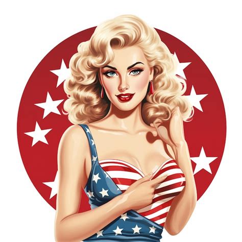 Premium Vector Beautiful American Pin Up Girl Woman Female Illustration Art Style