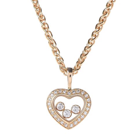 Chopard 18k Yellow Gold Happy Diamonds Floating Heart Pendant Necklace
