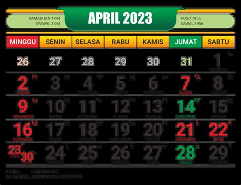 Kalender Jawa Bulan 2023 Beserta Pasaran Dan Hari Libur