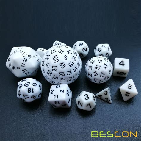 Bescon Complete Polyhedral Dice Set Pcs D D Sides Dice Set Opaque White
