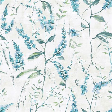 Roommates Blue Floral Sprig Peel And Stick Wallpaper In Blue The Lovely