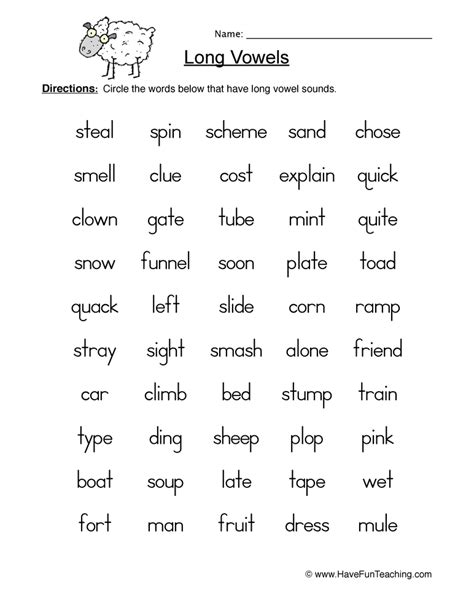 Long Vowels Worksheets 9d2