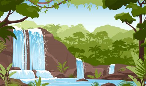 Tropical Waterfall Illustrations Royalty Free Vector Graphics And Clip
