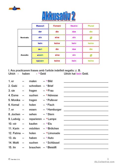 Akkusativ 2 grammatikerklärungen Deutsch DAF Arbeitsblätter pdf doc