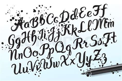 Hand Drawn Brushpen Alphabet Letters Stock Vector Colourbox