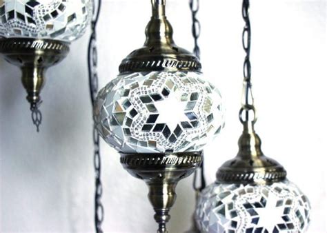 Turkish Mosaic Hanging Lamp Globe White Nirvana