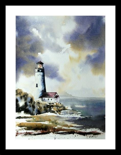 Lighthouse Original Watercolour Painting Lighthouse Painting