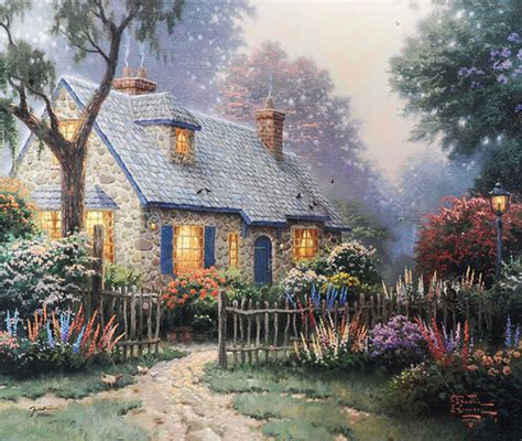 Foxglove Cottage By Thomas Kinkade Grun Art