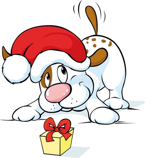 Cute Dog With Santa Hat And T Vector Stock Illustration