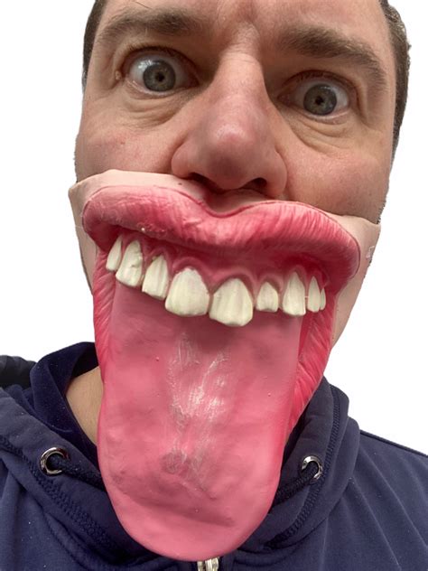 Funny Face Mask Big Mouth Long Tongue Kiss Lick Jagger Costume