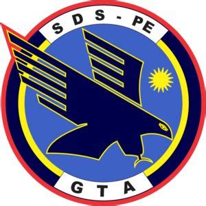 The Sds Pe Gta Logo Is Shown In Blue Yellow And Red