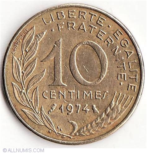 10 Centimes 1974 Fifth Republic 1971 1985 France Coin 5110