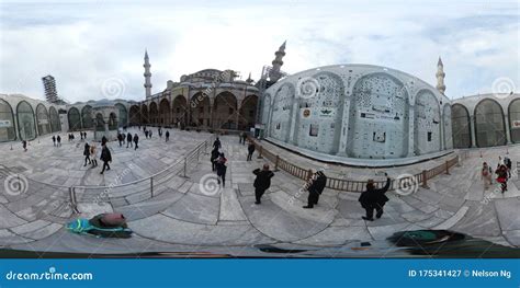 Tourists At Blue Mosque With Minarets In Istanbul Turkey Editorial
