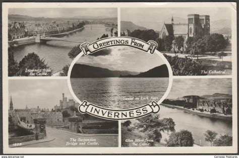 Multiview Greetings From Inverness 1957 Jb White Rp Postcard For