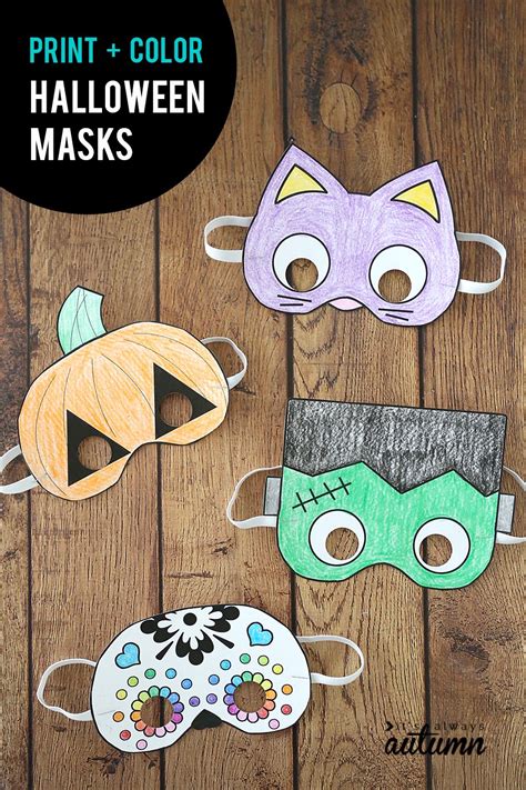 Halloween Masks To Print And Color Inexpensive Halloween Crafts