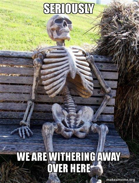 Seriously We Are Withering Away Over Here Waiting Skeleton Make A Meme