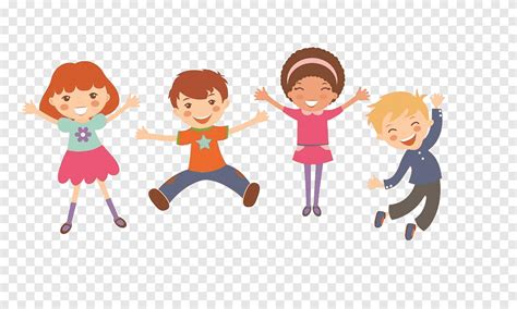 Happy Kids Cartoon S Jump Lively Png Pngegg