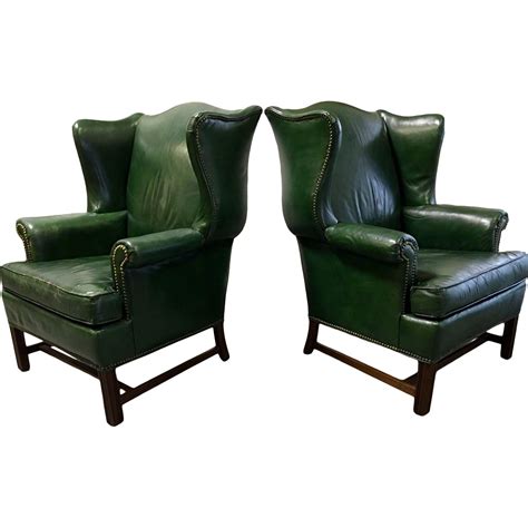 This wingback chair was originally donated to me by my good friend, super talented artist and fellow meditator raksha patel, which was. Vintage Green Leather Wingback Chairs - A Pair | Chairish