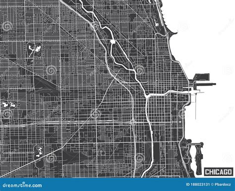Minimalistic Chicago City Map Poster Design Stock Vector